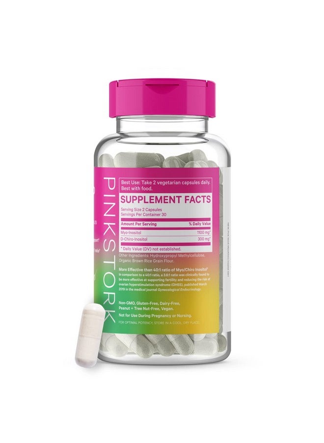 Pink Stork - Myo Chiro Inositol 3.6:1 Blend Fertility Supplement With Myoinositol And Dchiro Inositol To Help Support A Regular Cycle And Hormones 60 Capsules - Image 1
