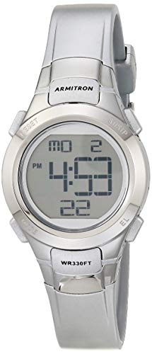 Armitron Sport Women's 45/7012SIL Digital Chronograph Silver-Tone Resin Strap Watch - Image 1