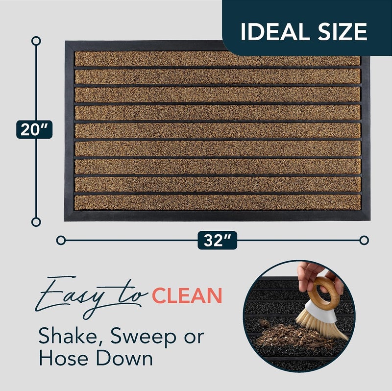 ubdyo Extra Durable Door Mat - Dirt Trapping Outdoor Welcome Mats - Non-Slip Outdoor Indoor Entrance - Low Profile Front Doormat (32" x 20", Bright Brown) - Image 2