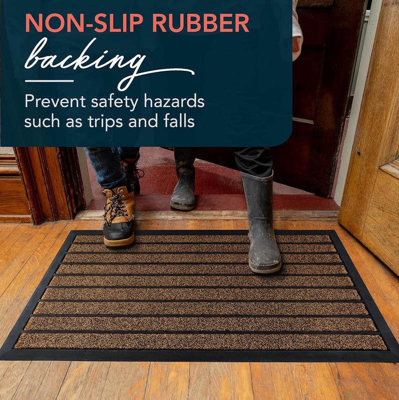ubdyo Extra Durable Door Mat - Dirt Trapping Outdoor Welcome Mats - Non-Slip Outdoor Indoor Entrance - Low Profile Front Doormat (32" x 20", Bright Brown) - Image 5