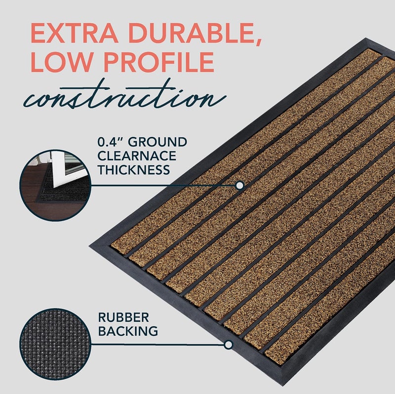 ubdyo Extra Durable Door Mat - Dirt Trapping Outdoor Welcome Mats - Non-Slip Outdoor Indoor Entrance - Low Profile Front Doormat (32" x 20", Bright Brown) - Image 4