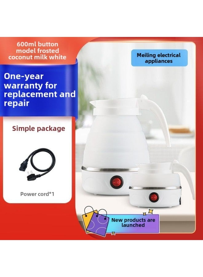 Folding Travel Kettle Silicone Mini Portable Kettle Small Automatic Power-off Compressible Kettle Supplies-Color:Coconut Milk Pearl White-Capacity:Baby-grade Pacifier Folding Silicone * Stainless Steel Chassis Heating [cup With Bag]  - Image 1