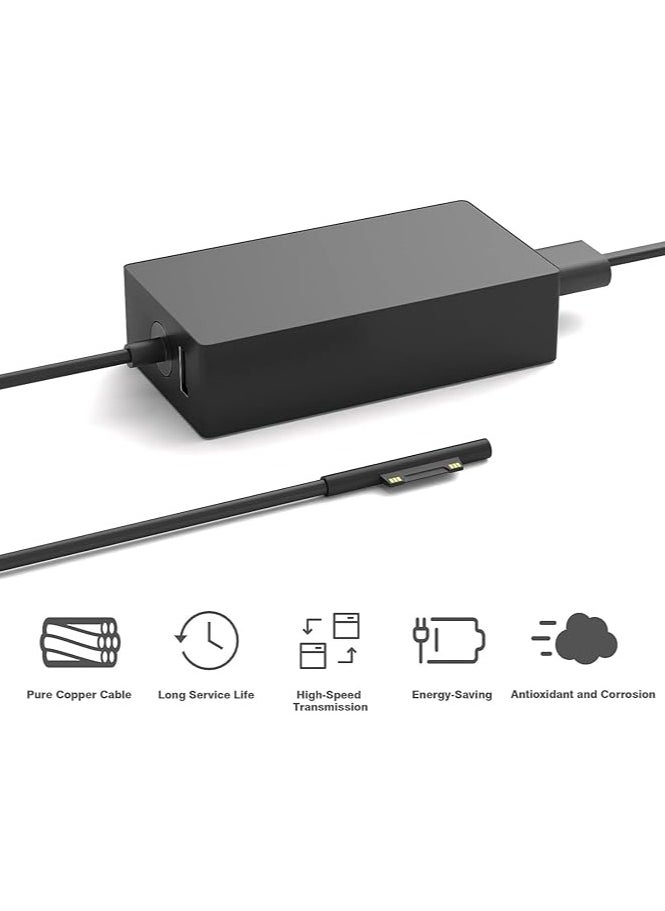 Generic - Compatible with Surface Pro charger, 65W Microsoft Surface Pro Charger Compatible with Surface Pro 3/4/5/6/7/8/9/X,Surface Laptop 1/2/3 Surface Go 1/2 Surface Book 1/2 (Black With insurance) - Image 1