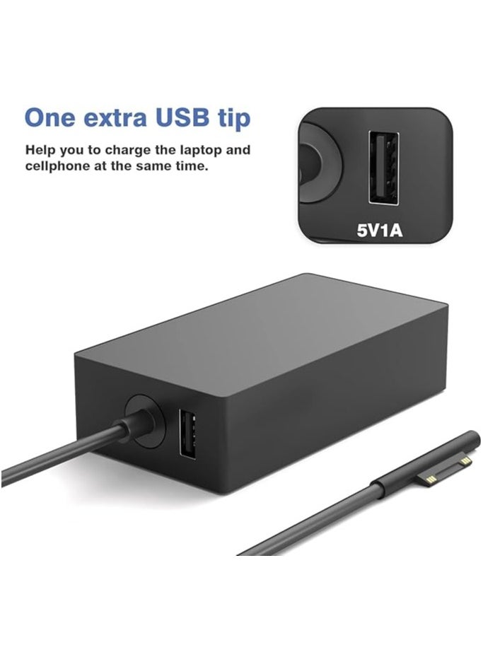 Generic - Compatible with Surface Pro charger, 65W Microsoft Surface Pro Charger Compatible with Surface Pro 3/4/5/6/7/8/9/X,Surface Laptop 1/2/3 Surface Go 1/2 Surface Book 1/2 (Black With insurance) - Image 1