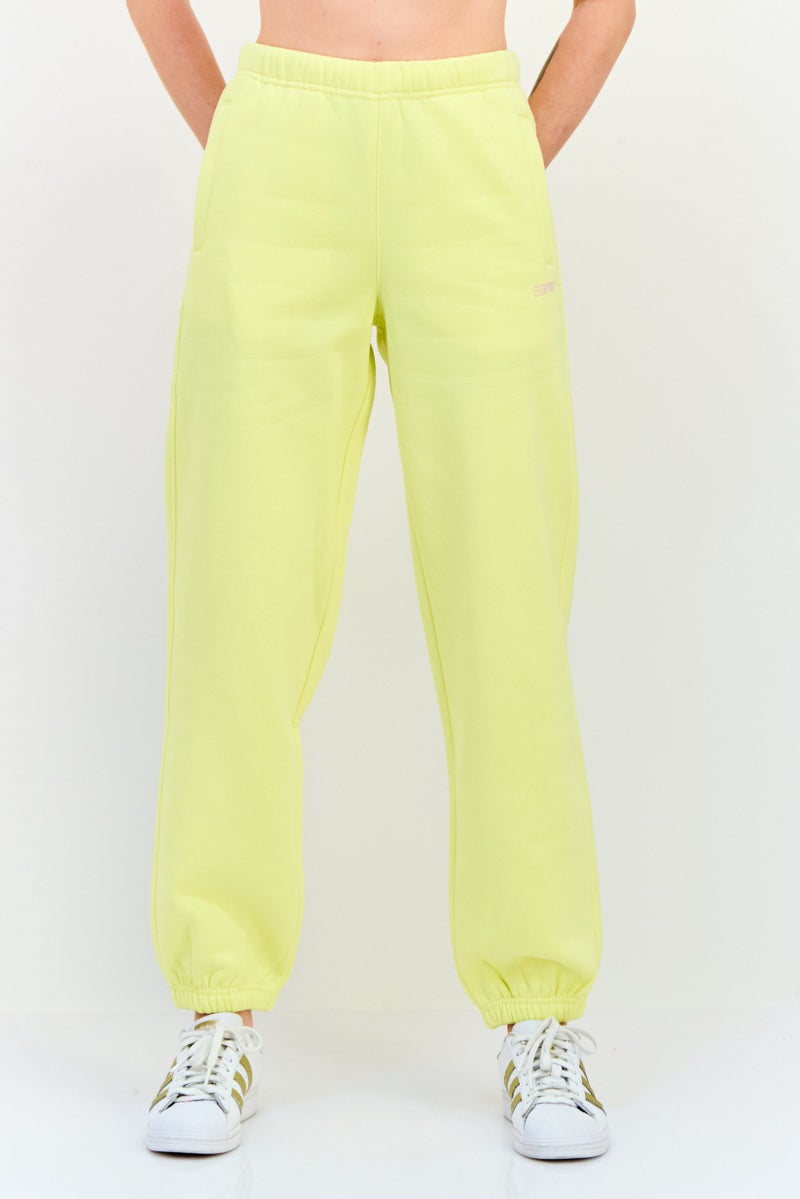 ESPRIT Women Regular Fit Brand Logo Sweatpants, Yellow - Image 1