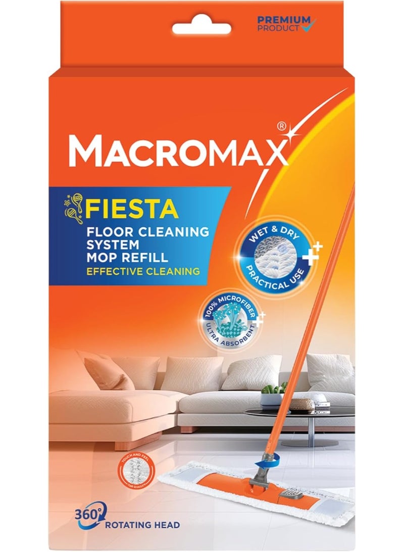 Macromax Fiesta Floor Cleaning System Flat Mop Refill 360 Rotating Head - Image 1