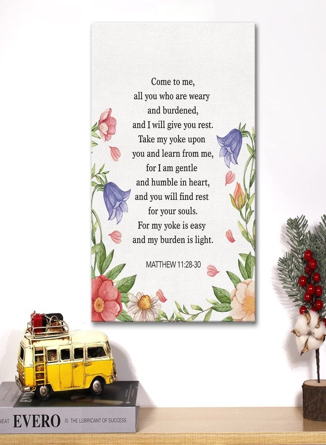 JerLoe Christian Canvas Wall Art Motivational Matthew 11:28-30 Canvas Print Scripture Bible Verse Painting Home Wall Decor Framed Nursery Wedding Gift 12x15 Inch - Image 4
