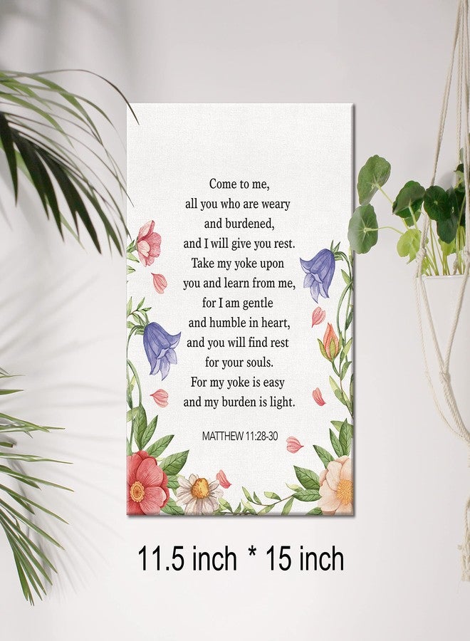 JerLoe Christian Canvas Wall Art Motivational Matthew 11:28-30 Canvas Print Scripture Bible Verse Painting Home Wall Decor Framed Nursery Wedding Gift 12x15 Inch - Image 2