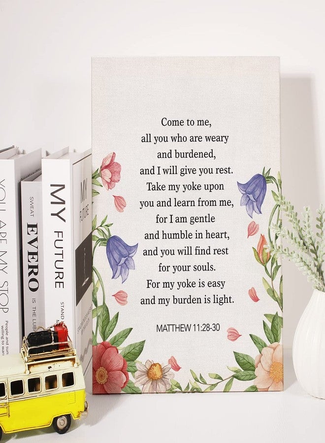 JerLoe Christian Canvas Wall Art Motivational Matthew 11:28-30 Canvas Print Scripture Bible Verse Painting Home Wall Decor Framed Nursery Wedding Gift 12x15 Inch - Image 3