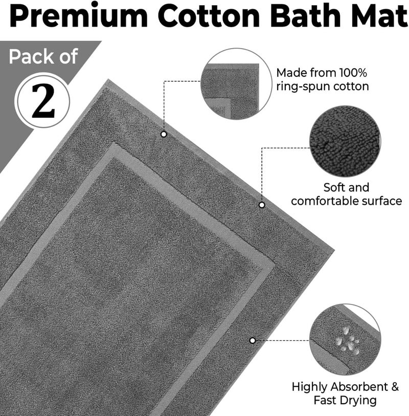 KAHAF COLLECTION مناشف الحمام القطنية المخططة من ECO TOWELS، عبوة مزدوجة، [ليست سجادة حمام]، مقاس 22×34 بوصة (رمادي) - Image 5