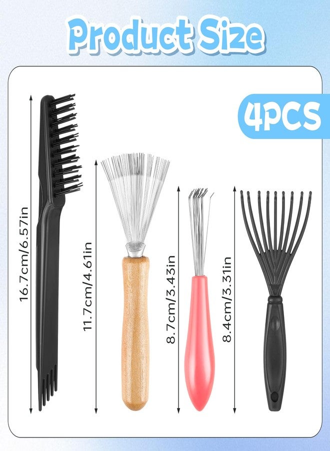 Lnngub 4 Pcs Hair Brush Cleaner Tool,Comb Cleaner Hairbrush Cleaning Tools Hair Brush Cleaning Tool for Home and Salon Use(4 Styles) - Image 2