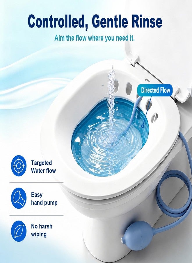 Baxrou Sitz Bath for Hemorrhoids, Sitz Bath for Toilet Seat, Postpartum Care, Perineum Relief, Sits Bath Kit for Women,Collapsible Storage, Wide Seat,Easy to Store-Blue - Image 3