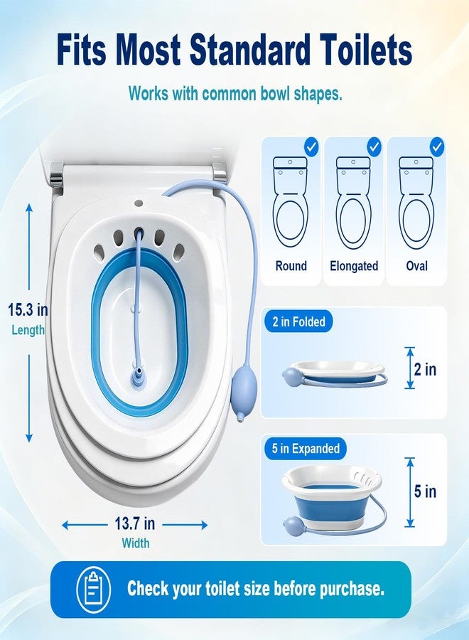 Baxrou Sitz Bath for Hemorrhoids, Sitz Bath for Toilet Seat, Postpartum Care, Perineum Relief, Sits Bath Kit for Women,Collapsible Storage, Wide Seat,Easy to Store-Blue - Image 5