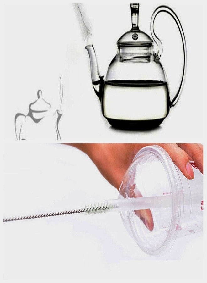 SpiderJuice Creative Multipurpose Flexible Stainless Steel Skeleton Hard Nylon Bristles Bendable 23 Cm Long Mini Tube, Straws, Thin Pipes, Kettle Tea Pot Spout, Nozzles, Bottle Outlet Etc Cleaning Brush Kitchen Tool - Image 1