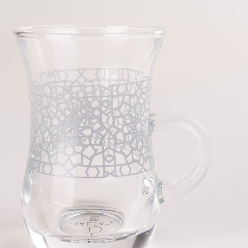 زخرف طقم أكواب شاي وفناجين قهوة عثماني أبيض ورمادي 28 قطعة - Image 3