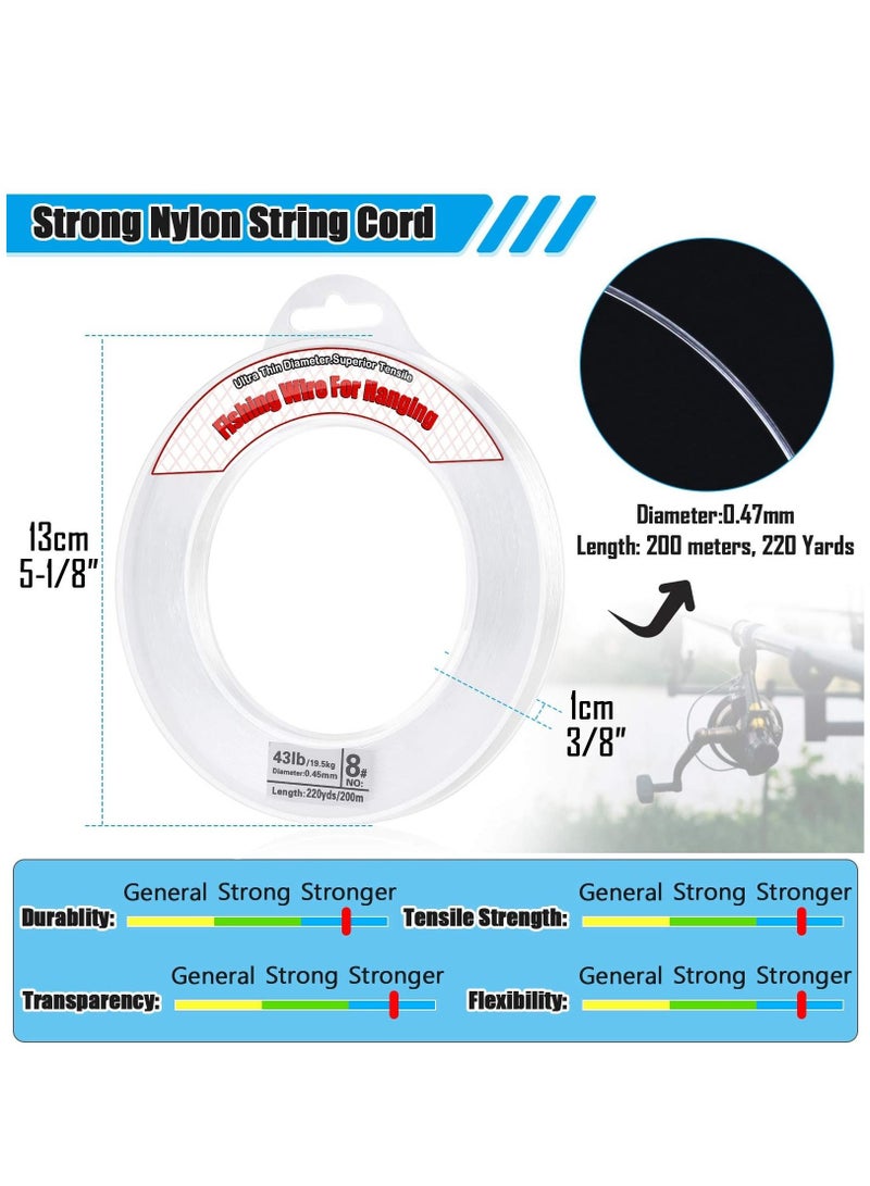 SYOSI Clear Fishing Wire, 656ft Fishing Line Clear Invisible Hanging Wire Strong Nylon String Supports 40 Pounds for Balloon Garland Hanging Decorations,   Fishing Line Rock Fishing Line Sea Rod Line - Image 5