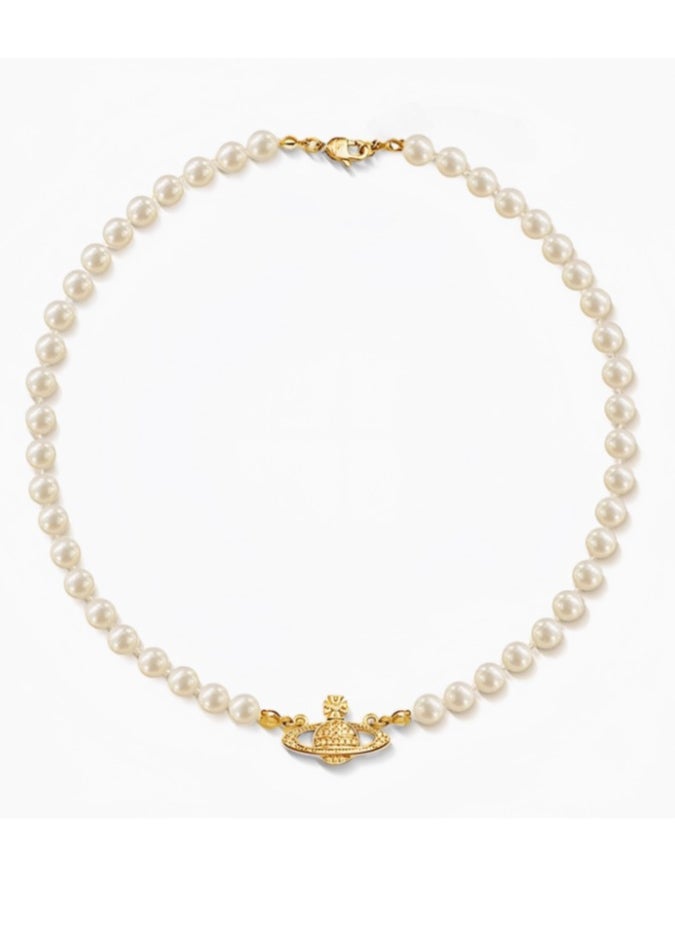 Vivienne Westwood Vivienne Westwood Pearl Saturn Short Necklace  - Image 1