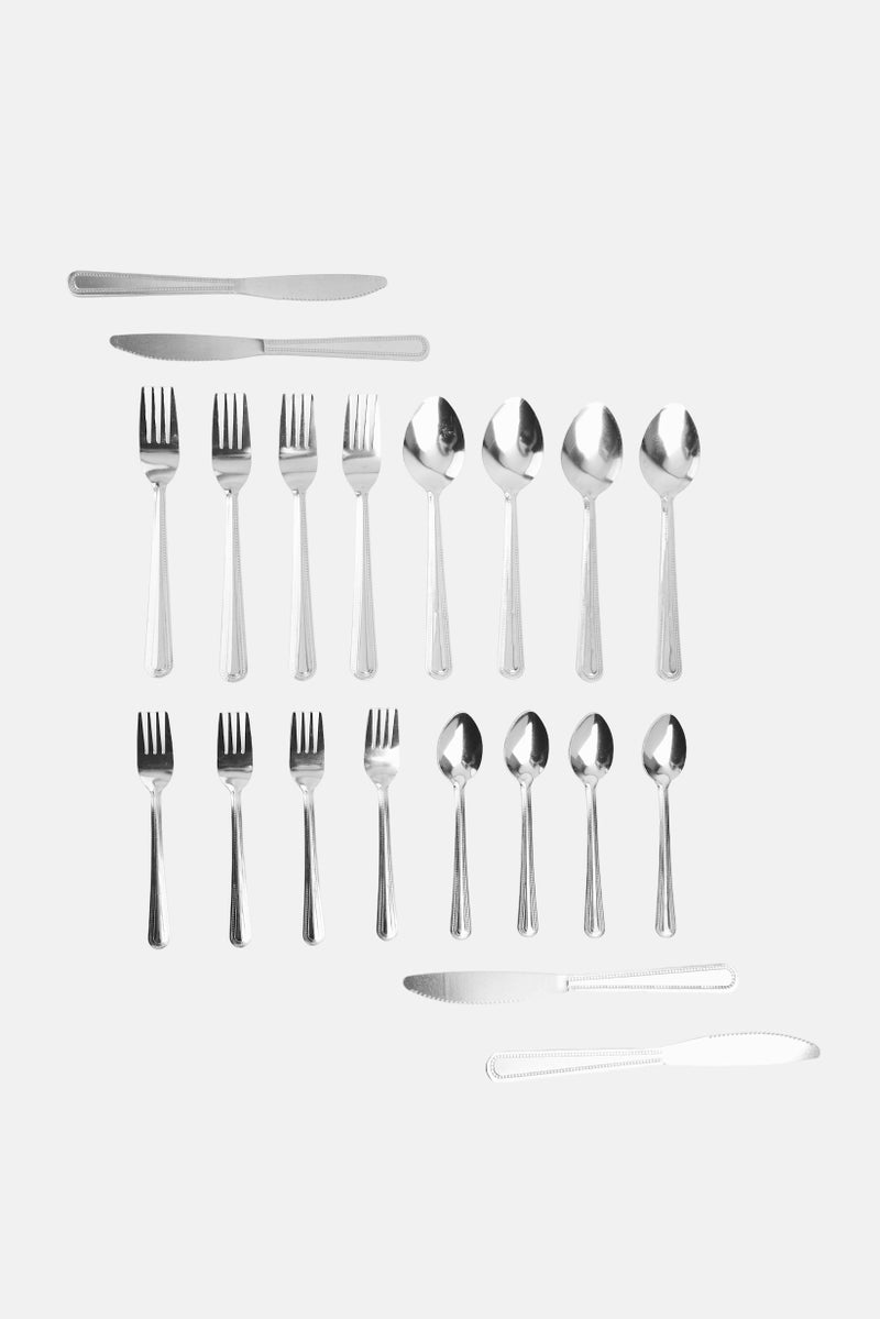 Home Basics 20 Pieces Cutlery Bella Flatware Set, Silver - Image 1