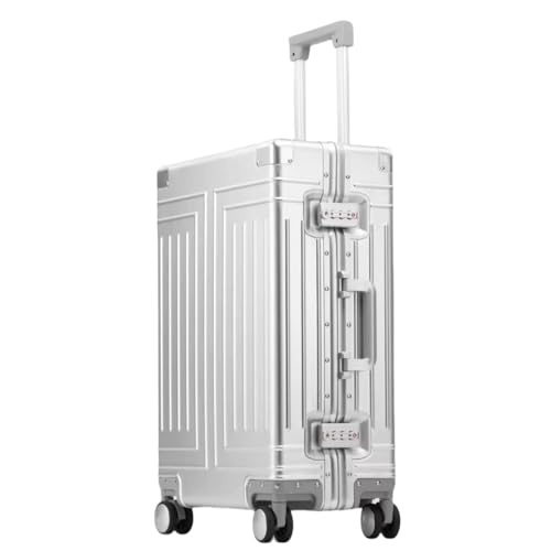 KANGSHILU All Aluminum Magnesium Carry On Luggage，Cut from Whole Aluminum Sheet，22x14x9 Airline Approved ，（3rd Generation，Premium Magnesium Metal zipperless suitcase ） (silvery, 24inch) - Image 1