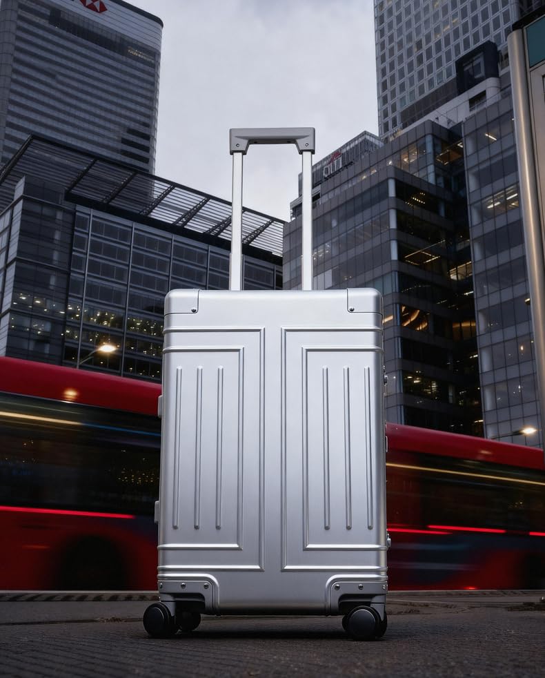 KANGSHILU All Aluminum Magnesium Carry On Luggage，Cut from Whole Aluminum Sheet，22x14x9 Airline Approved ，（3rd Generation，Premium Magnesium Metal zipperless suitcase ） (silvery, 24inch) - Image 2