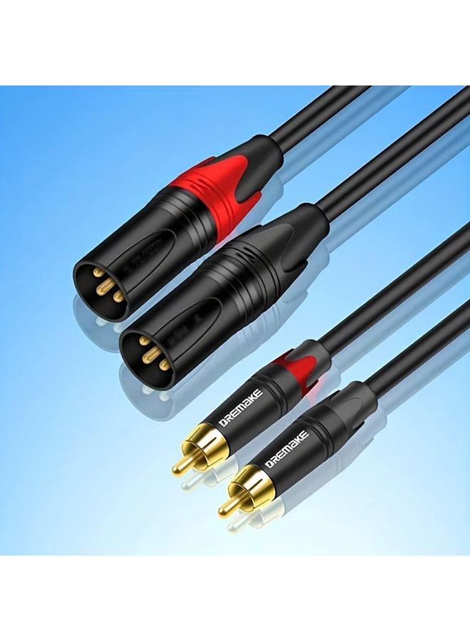 Dual XLR To Dual RCA Audio Cable 5FT Black Oxygen Free Copper For Microphone Mixer - Image 2
