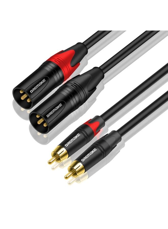 Dual XLR To Dual RCA Audio Cable 5FT Black Oxygen Free Copper For Microphone Mixer - Image 1