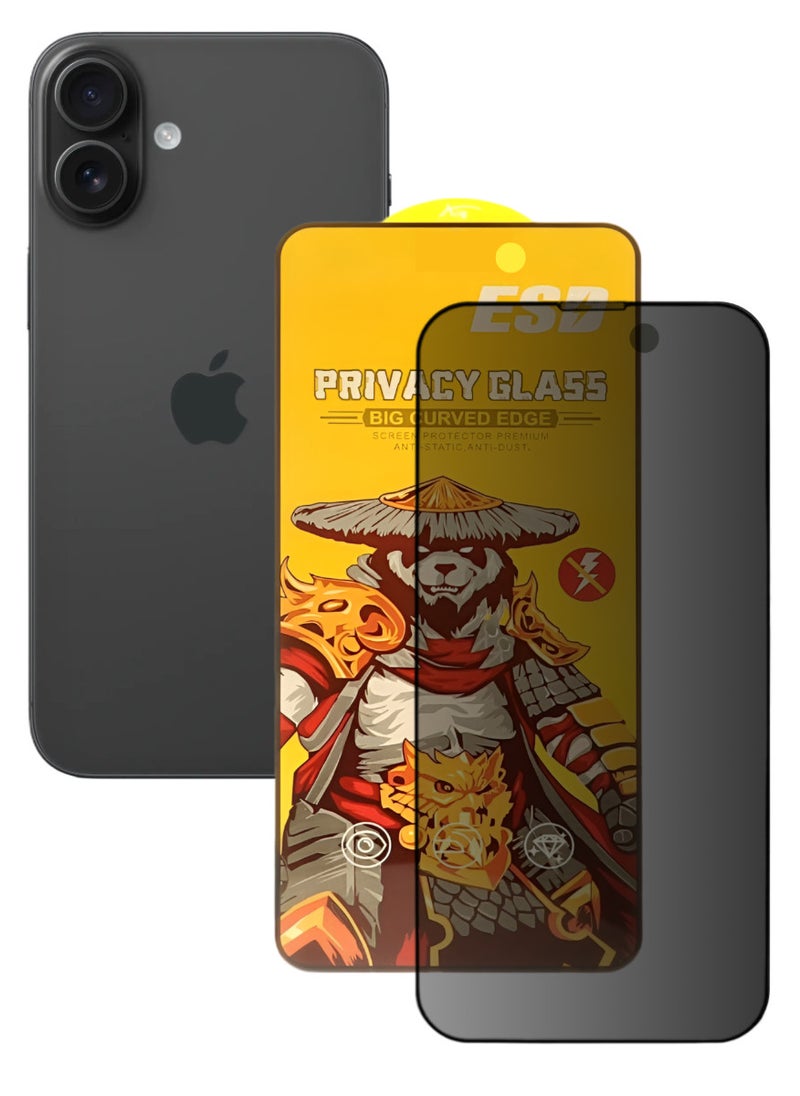 ESD Tempered Dustproof Privacy Glass Screen Protector Compatible For iPhone 16 Plus - Image 1