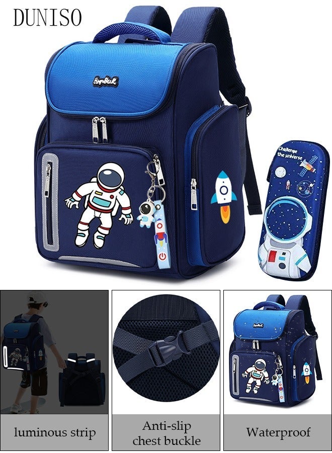 DUNISO Boy's School Backpack with Pencil Case Waterproof Book Bag with Compartments for Teen Boy Kid Students Elementary School Kids' School Bag With Large Capacity - Image 1
