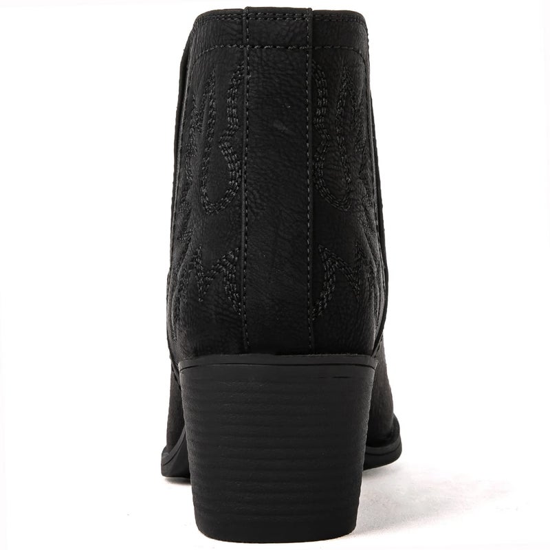 GLOBALWIN Women's Black Cowboy Boots Western Style Comfortable Pull On Short Ankle Cowgirl Boots Low Heel Size 11M - Image 5