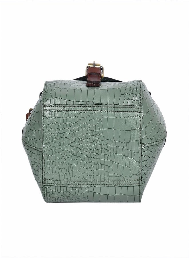 Celtic Croc-Texture Structured Sling Bag with Buckle Flap - Image 5