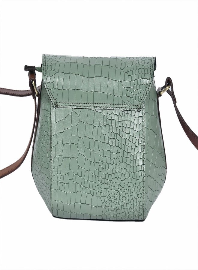 Celtic Croc-Texture Structured Sling Bag with Buckle Flap - Image 4