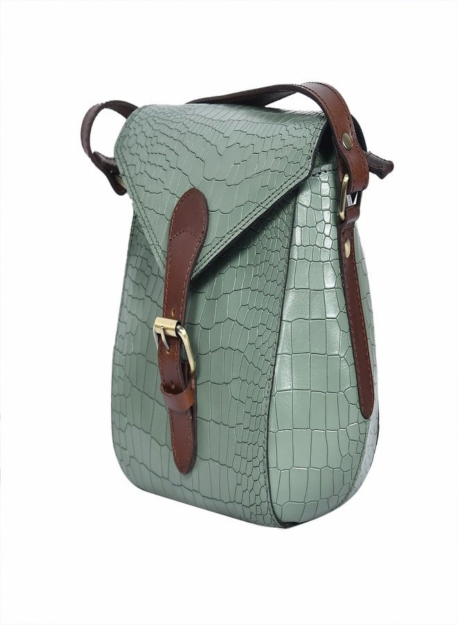 Celtic Croc-Texture Structured Sling Bag with Buckle Flap - Image 3