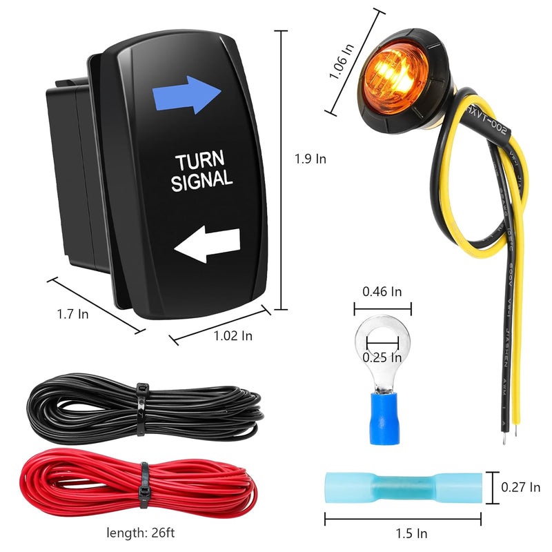 MAIMEIMI UTV Turn Signal Kit with Rocker Switch - ATV Street Legal Kit for Polaris RZR Ranger Turbo Can-am (Blue Backlight) - Image 4