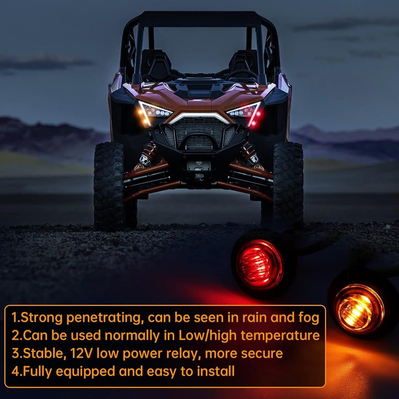 MAIMEIMI UTV Turn Signal Kit with Rocker Switch - ATV Street Legal Kit for Polaris RZR Ranger Turbo Can-am (Blue Backlight) - Image 2