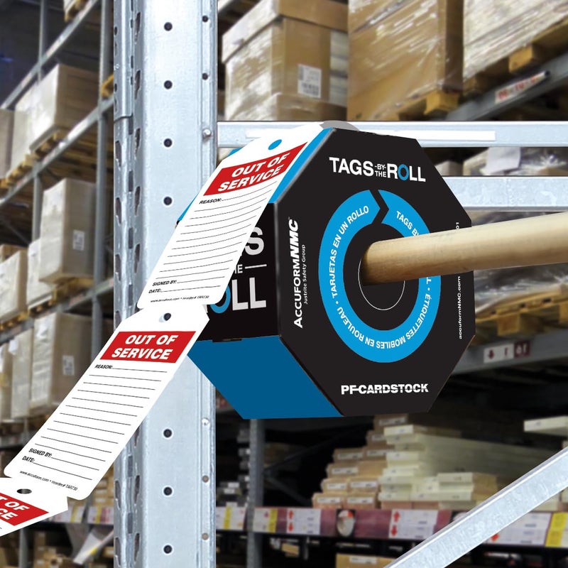 Accuform Signs TAR730 Tags By-The-Roll Status Record Tags, Legend "OUT OF SERVICE", 6.25" Length x 3" Width x 0.010" Thickness, PF-Cardstock, Red/Black on White (Roll of 250) - Image 4