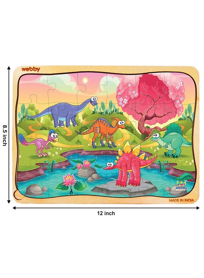 Webby Kids Dino Land Wooden Jigsaw Puzzle, 24Pcs - Multicolor - Image 5