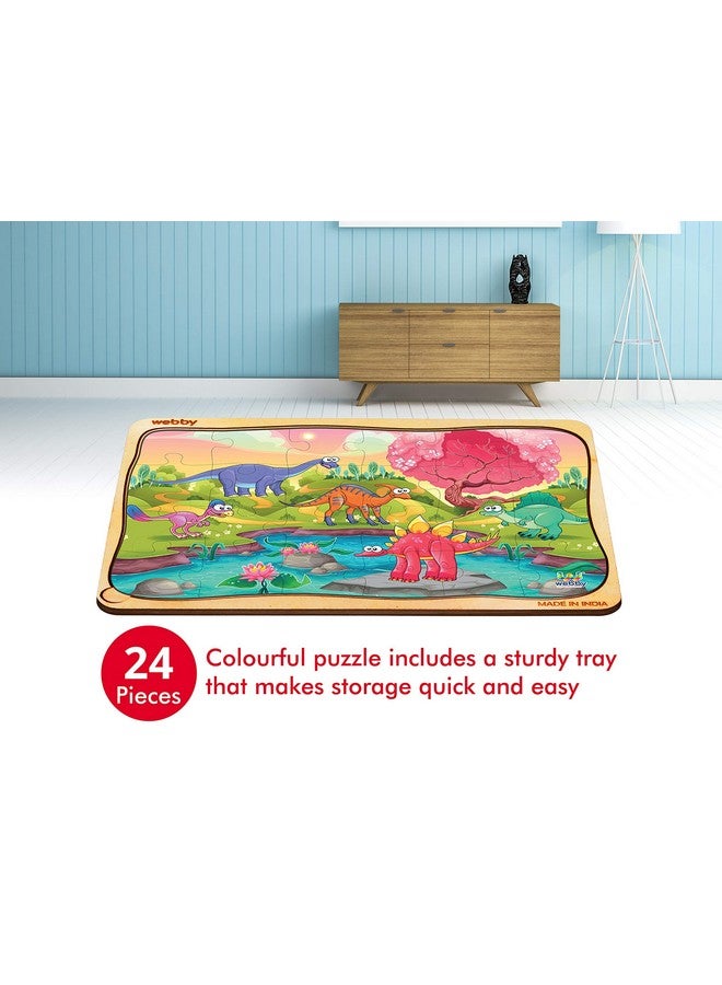 Webby Kids Dino Land Wooden Jigsaw Puzzle, 24Pcs - Multicolor - Image 2
