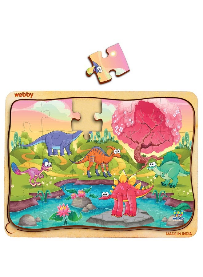 Webby Kids Dino Land Wooden Jigsaw Puzzle, 24Pcs - Multicolor - Image 3
