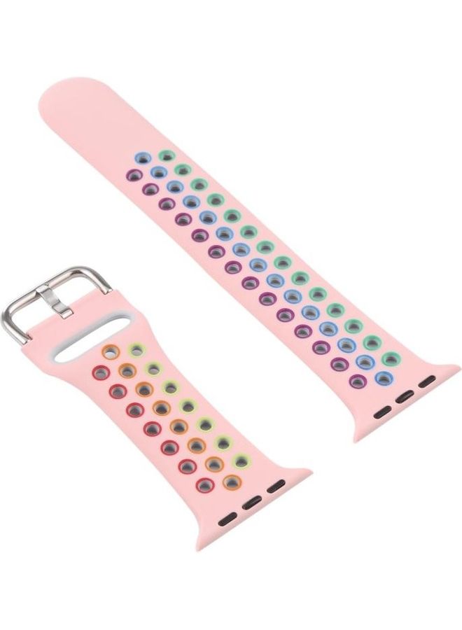 NIBEMINENT Replacement Watchband And Protective Case With Screen Protector Set For Apple Watch Series 3 & 2 1 42Mm Pink Colorful - Image 2