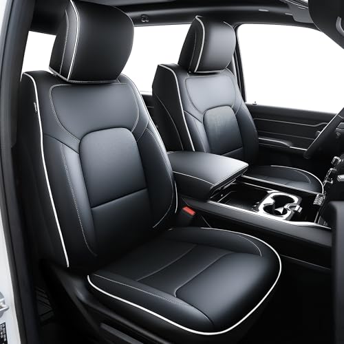 Carlimeki Premium Faux Leather Seat Covers Custom Fit for Dodge RAM 1500 (2012-2019) & RAM 1500 Classic (2019-2024) Crew Cab - Fully Covered - (C1 Size, Confirm with Fitment Guide Before Order) - Image 1