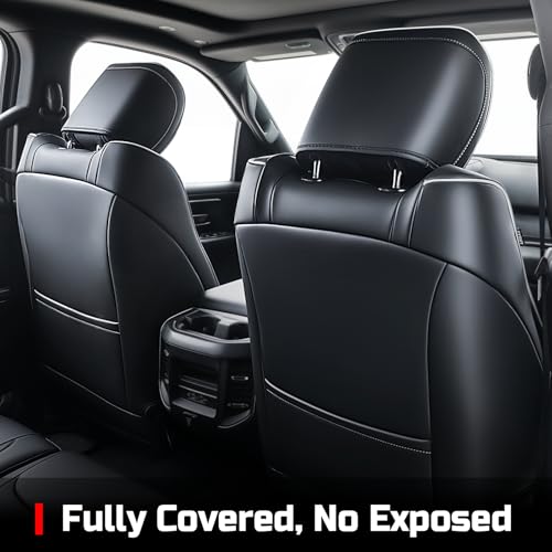 Carlimeki Premium Faux Leather Seat Covers Custom Fit for Dodge RAM 1500 (2012-2019) & RAM 1500 Classic (2019-2024) Crew Cab - Fully Covered - (C1 Size, Confirm with Fitment Guide Before Order) - Image 5