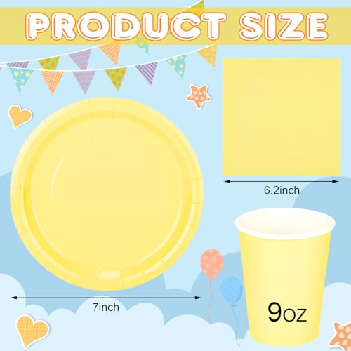 meekoo 72 Pcs Pastel Party Supplies Disposable 7" Pastel Paper Plates Napkins Paper Cups Serve 24 Guests, Macaron Color Tableware Sets for Birthday Wedding Baby Shower Party Decoration - Image 2
