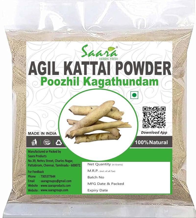 Saara HERBAL FRESH Agil Akil Kattai Powder 50g Eagle Wood Agar Wood Aquilaria Agallocha Powder 50g - Image 1