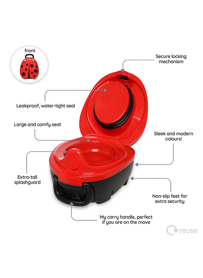 My Carry Potty Portable, Leak-Proof Kids Potty With Secure Lock And Comfy Seat – Black/Red Design  - Image 3