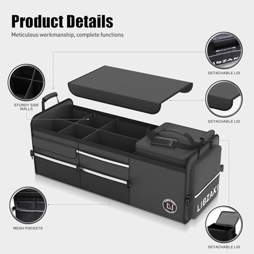 LIBZAKI Oversize 4 In 1 R Trunk Storage Organizer Multi Compartment Collapsible Trunk Storage Box With Cooler Bag For Car Truck Suvrose Red P 200149046 Cat 13899