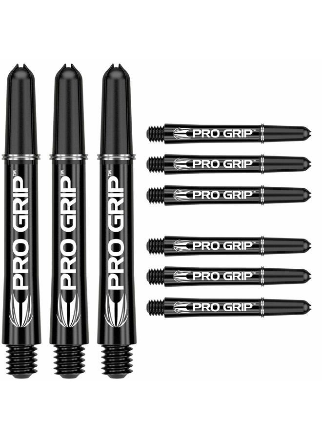 Target Darts Pro Grip Shafts – Set of 9 | Black, Medium (48mm) | Dart Stems, Professional Darts Accessories, 2BA Shaft Multipack with Rings - Image 1