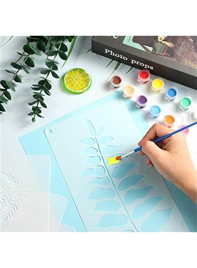 Arabest 12 Pieces Tropical Fern Leaf Painting Stencils Large Reusable Palm Turtle Leaf Wall Stencil Flexible Botanical Leaves Template Set Crafts for Furniture Canvas Wood Plank (6 x 12 Inches)  - Image 5