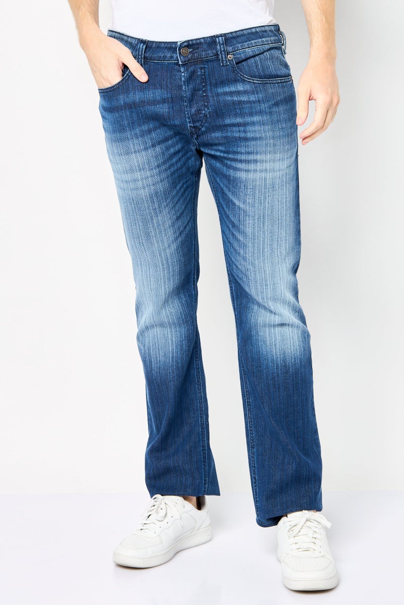 DIESEL Men Safado-X Regular Fit Washed Stretchable Jeans, Blue  - Image 1