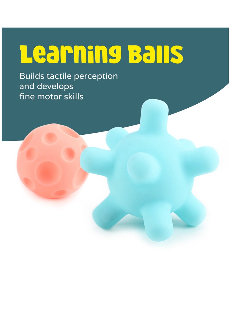 Moon Baby Learning Toy Balls – 6-Pack Soft Baby Textured Balls - Image 2