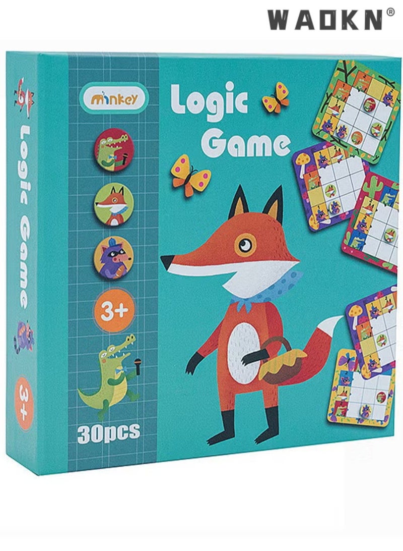دبليو أيه أو كي أن ألعاب تعليمية ملونة المجلس لعبة المنطق الحيواني لعبة ورق اللعب للأطفال لعبة ورق اللعب للأطفال الكرتون لعبة غير سامة بطاقة الذاكرة للأطفال لعبة هدية - Image 1